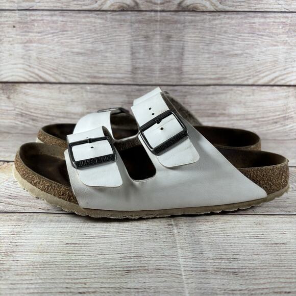 Birkenstock Arizona White Leather Womens Size EU 39 Womens 8.5 Mens 6.5 Narrow - Picture 1 of 12